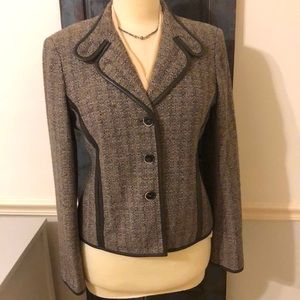 🍁JONES NEW YORK LEATHER TRIMMED FITTED JACKET